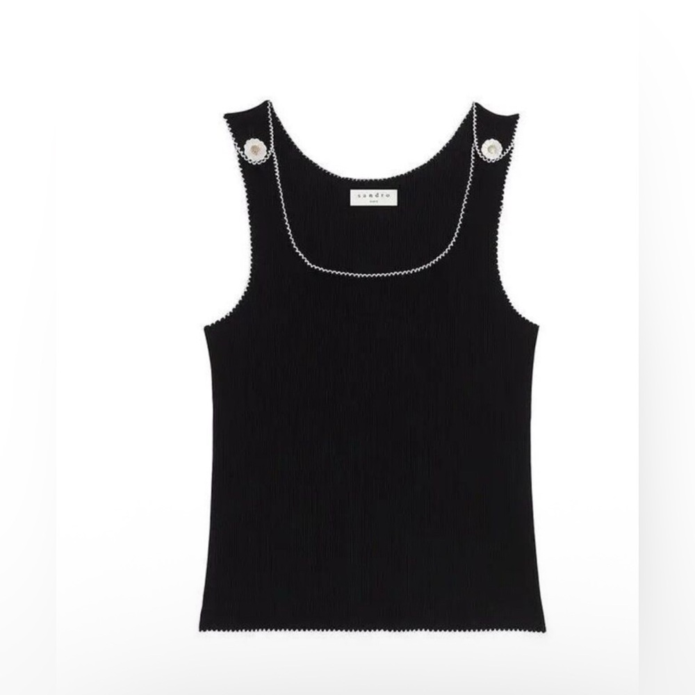 Sandro Paris Arsene Contrast-Trim Tank Top